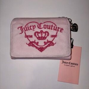 Juicy Couture Girlie Royalty Double Sided Trifold wallet Chiffon Pink, NWT